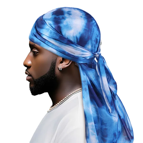 Cross-border Tie-dyed Long-tail Ribbon Turban Silk-like Strap Pirate Hat Hip-hop Cloak Hat