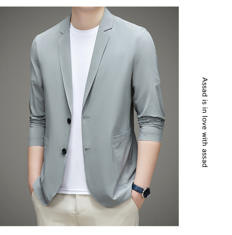 男士单西服春夏季轻薄款冰丝防晒衣高级感商务新款休闲小西装外套详情22