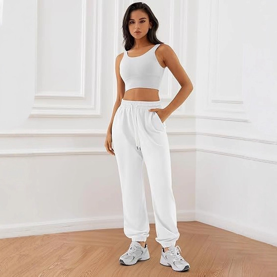 2025 Spring European and American Amazon Women's Casual Sports High Waist Sweatpants Loose Fashion Jogging Trousers
