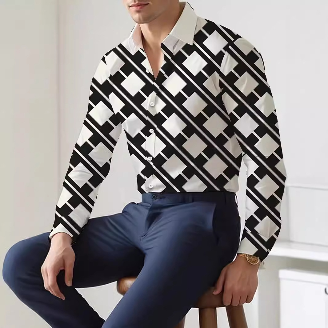 2024 nuevos hombres japoneses de alta gama geométricos sueltos tops de otoño de moda se pueden usar afuera MB12