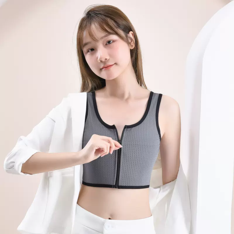 束胸内衣女大胸显小无痕瘦胸拉链防震背心运动裹胸缩胸塑胸les帅t