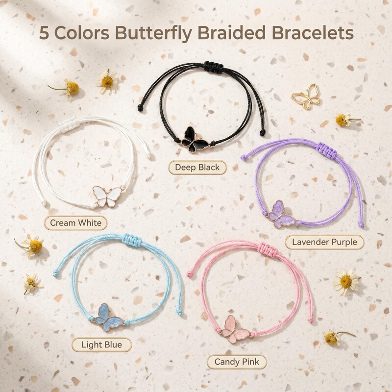 Amazon's New Waterproof Wax Thread Butterfly Braided Bracelet with Alloy Enamel Oil-Drip Adjustable Friendship Bracelet for Best Friends Amazon's New Waterproof Wax Thread Butterfly Braided Bracelet with Alloy Enamel Oil-Drip Adjustable Friendship Bracelet for Best Friends