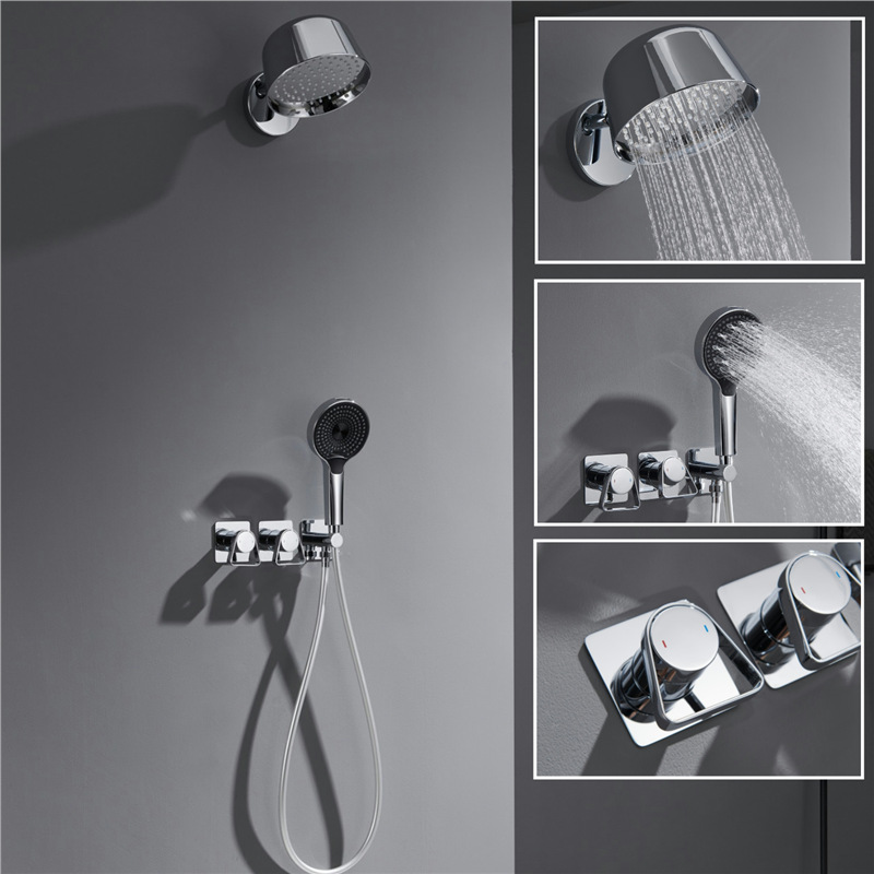 暗装淋浴花洒套装入墙式双开冷热沐浴水龙头花洒增压全铜浴室家用