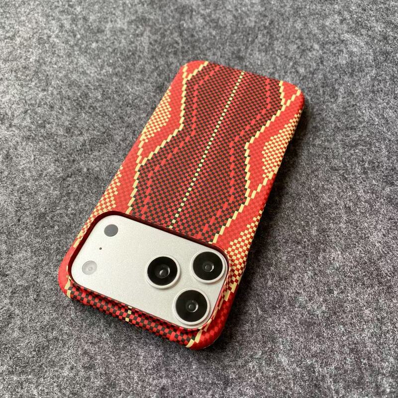 Red Snake Scepter Kevlar Pattern Phone Case for iPhone 17 Pro Max, Apple 16 Half-Cover Matte Lightweight Case for iPhone 15 Red Snake Scepter Kevlar Pattern Phone Case for iPhone 17 Pro Max, Apple 16 Half-Cover Matte Lightweight Case for iPhone 15