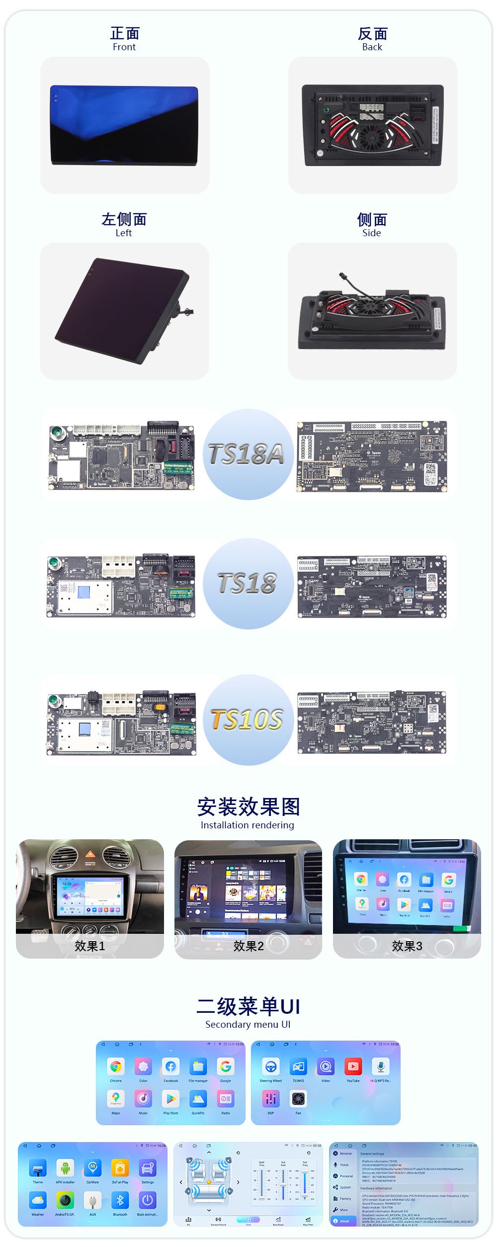 Hot-Selling 9/ 10inch Dingwei Ts18Ts10S Versatile Head Unit Android 4g Navigation 360 Panoramic Image All-In-One Device