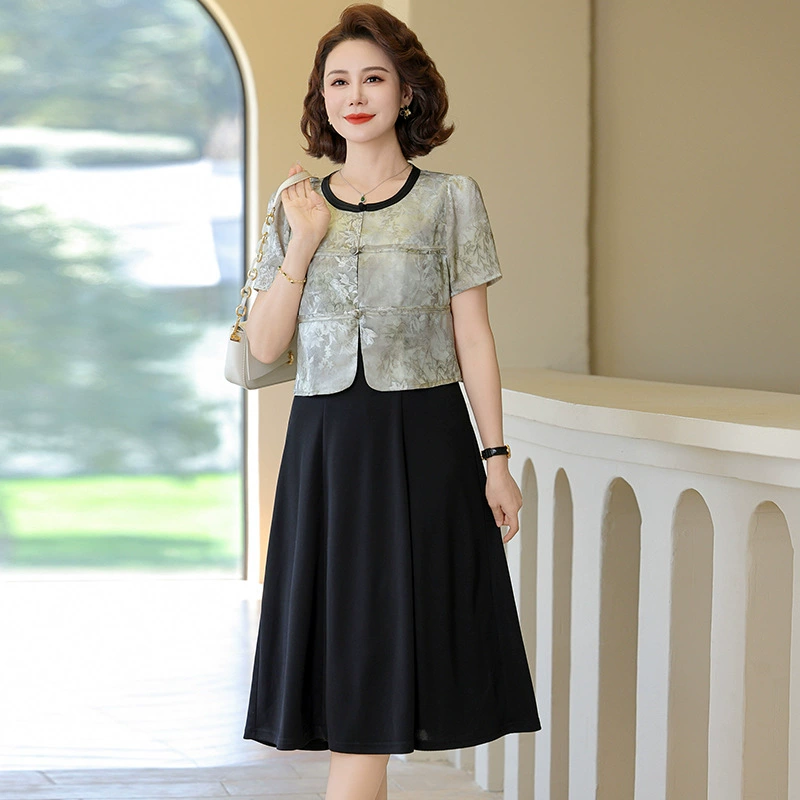 Женщины среднего возраста мама летнее новое новое платье в китайском стиле