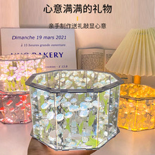 创意手工DIY八边形玫瑰花花海小夜灯520情人节生日送女友闺蜜礼物