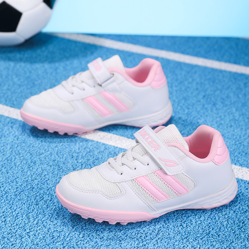 Zapatillas de Fútbol con Cierre Adhesivo para Niños Malla y Caucho Transpirable, Ligero para Césped Artificial y Pista