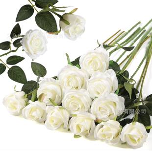 Simulated silk cloth rose single fake flower artificial flowers wedding home Valentine's Day decoration high-end bouquet wall