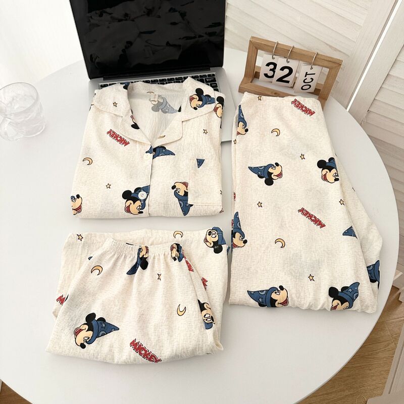 Magic Mickey Pajamas for Men and Women, Summer Trendy Cartoon Short-Sleeve Shorts and Long Pants Cute Loungewear Set for Outdoor Wear Magic Mickey Pajamas for Men and Women, Summer Trendy Cartoon Short-Sleeve Shorts and Long Pants Cute Loungewear Set for Outdoor Wear