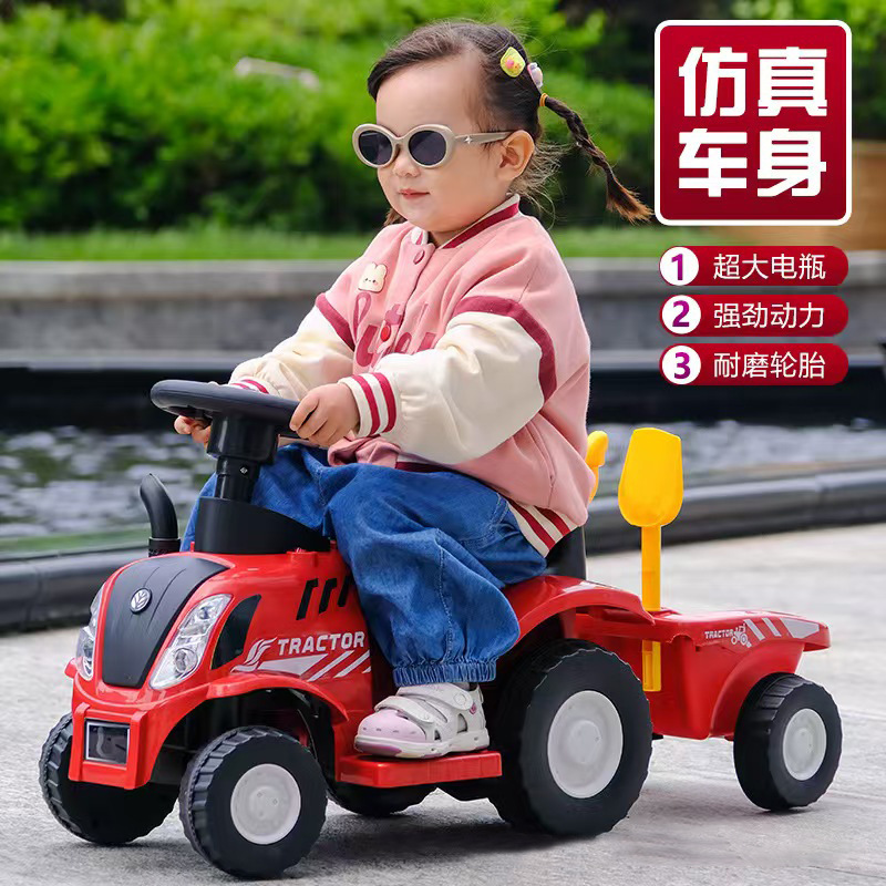 Tractor para niños, patineta para niños, niños, niñas y niños con un coche de juguete de cuatro ruedas, patineta eléctrica