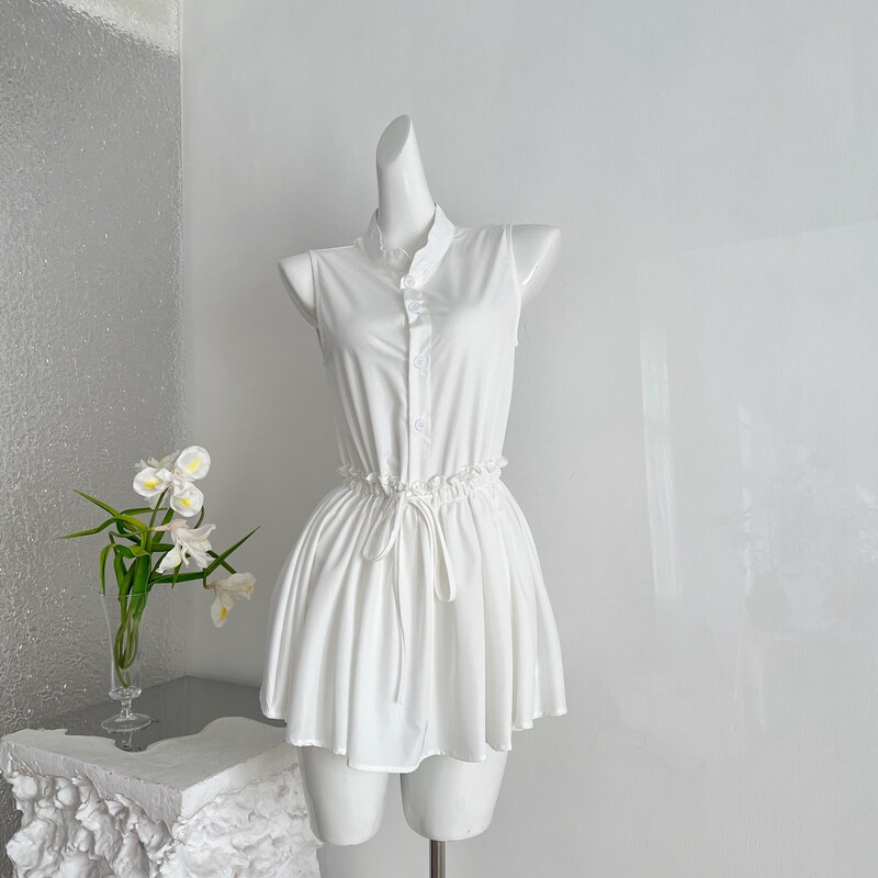French-Style Gentle White Shirt Dress for Women, New Summer Model, Sweet and Youthful, Waist-Cinching, Slimming, Short Dress for Petite Figures French-Style Gentle White Shirt Dress for Women, New Summer Model, Sweet and Youthful, Waist-Cinching, Slimming, Short Dress for Petite Figures