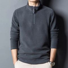 男士加厚卫衣秋冬款半高领百搭时尚舒适款上衣保暖立领拉链打底衫