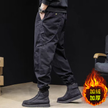 加绒工装裤子男潮牌束脚秋冬款2024新款宽松大码男士休闲男裤男款
