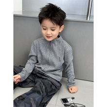 新款男童女童2025秋季宽松休闲风长袖韩版简约修身上衣立领外套