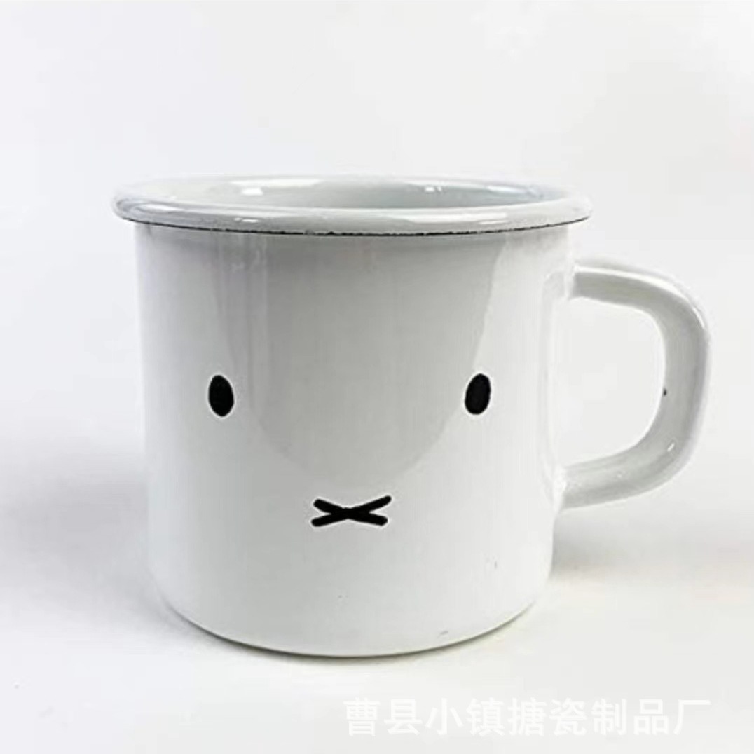 搪瓷马克杯不锈钢儿童印花喝水杯个性老式茶缸子复古仿陶瓷咖啡杯