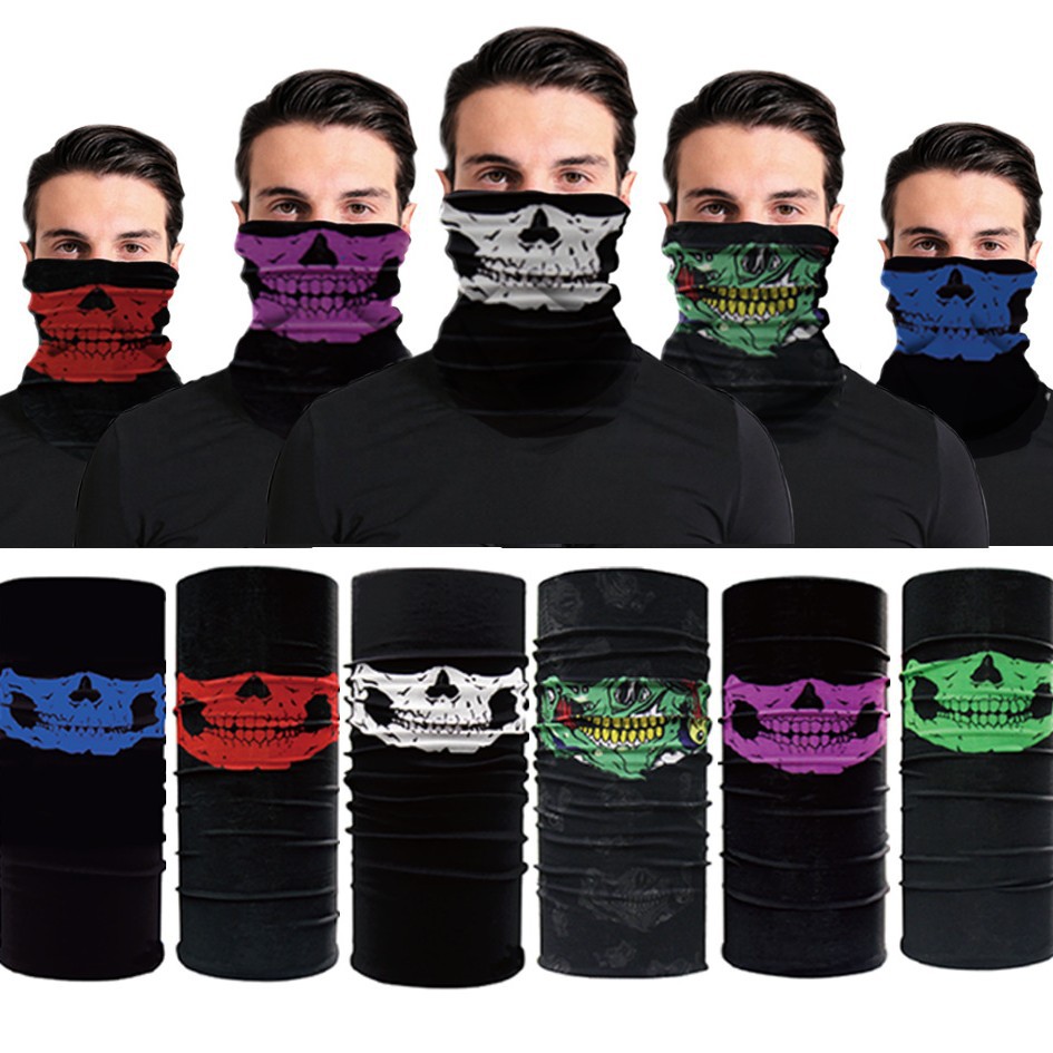Summer Outdoor Cycling Magic Headscarf, Seamless Multi-Functional Breathable Neck Gaiter, Skull-Themed Versatile Face Mask