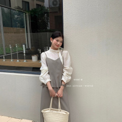 【WOW】韩系荷叶边短款吊带小衫+木耳花边半身裙套装（不含衬衫）