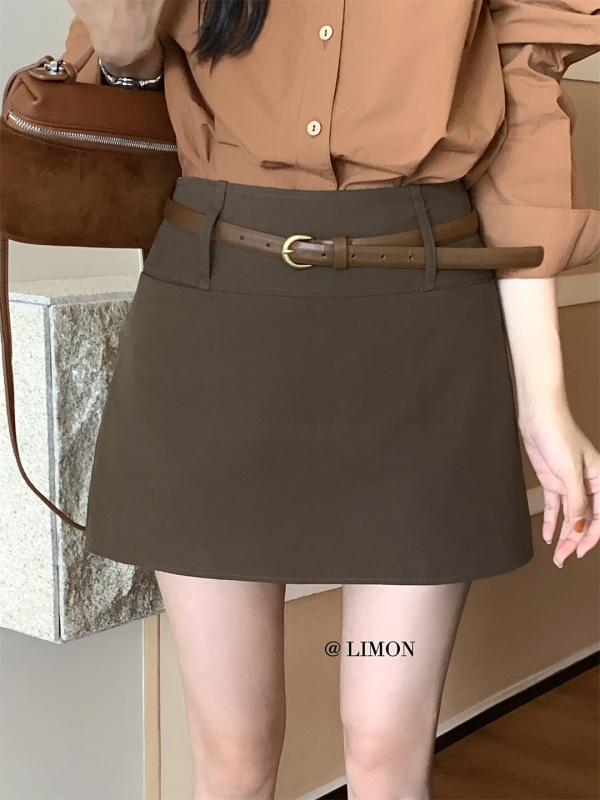 the limon柠檬绿茶秋季韩系休闲百搭显瘦高腰西装A字包臀半身裙女|undefined