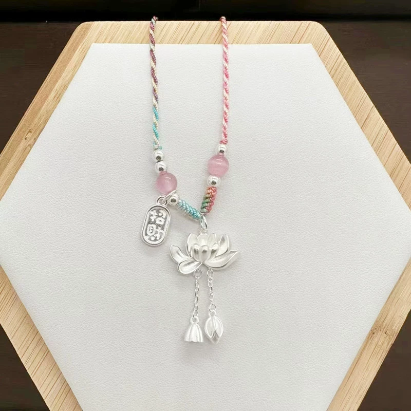 Silver bracelet, necklace with tassels, pendant, chain for key bag , 925 sample silver, high-quality style