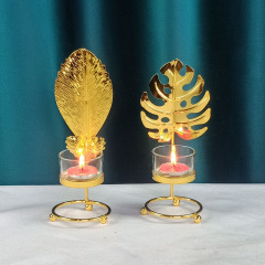 Direct selling creative iron candlestick golden candle bowl spray glass cup iron wire candlestick home living room bar decoration