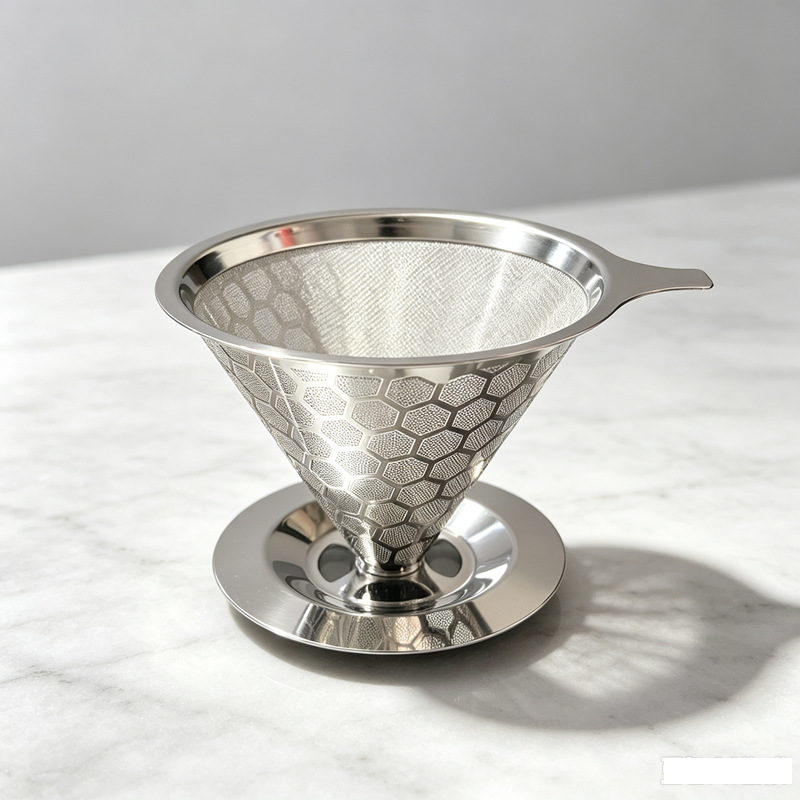 304 stainless steel pour-over coffee filter cup, honeycomb filter, drip coffee funnel