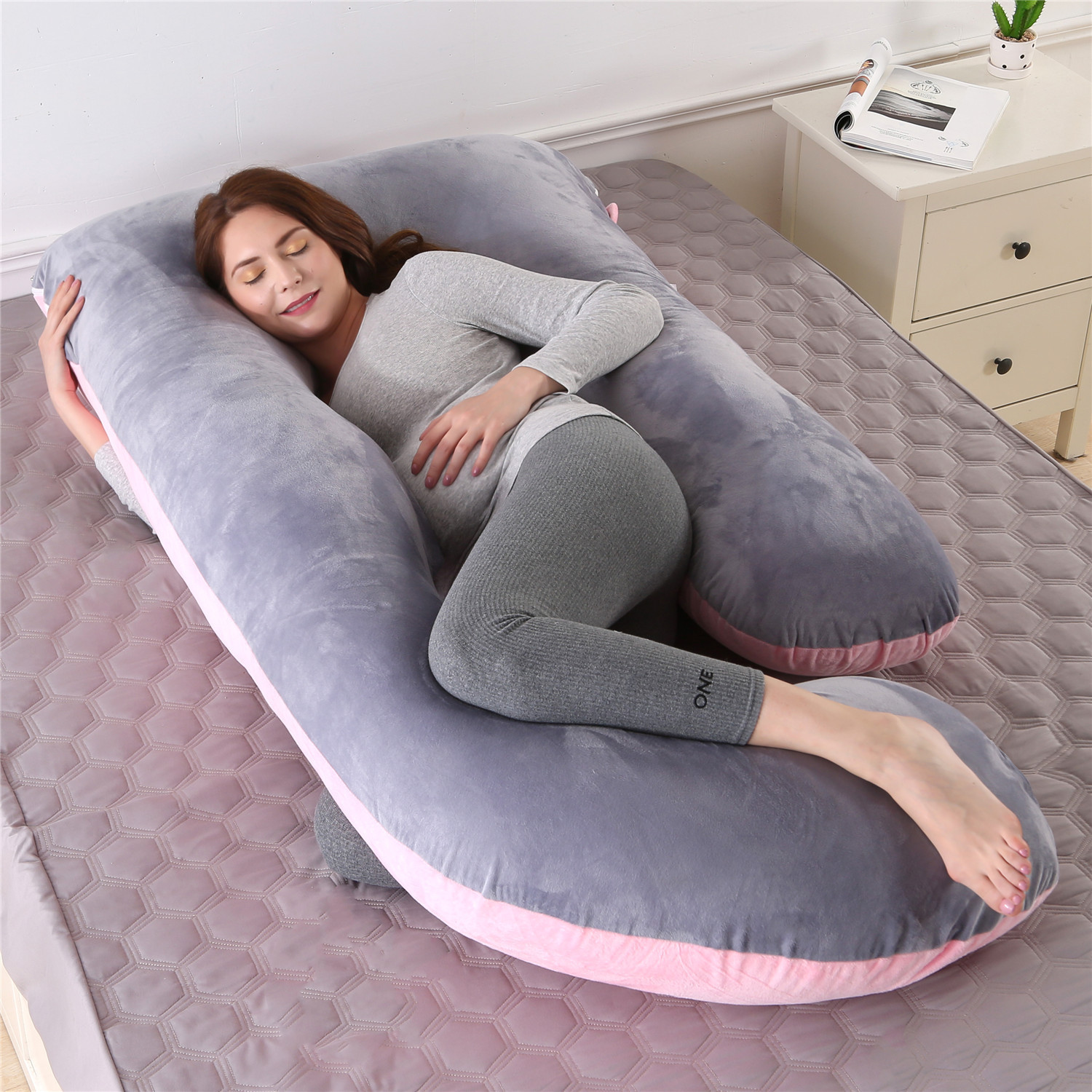 Almohada de maternidad lado dormitorio de algodón extraíble y lavable almohada de soporte de cintura en forma de G grande transfronteriza FÁBRICA DE Amazon almohada de maternidad al por mayor