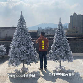 源头工厂仿真植绒树雪树喷雪树60cm1.5米/1.8米2.1/3米植绒圣诞树