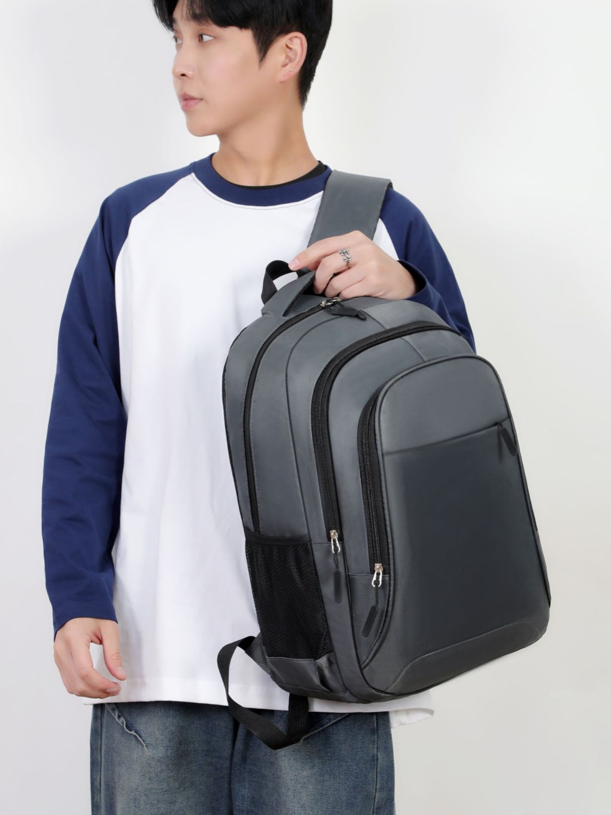 Bolsa de computadora de negocios simple logotipo de impresión transfronteriza bolsas escolares de estudiantes de escuela secundaria y secundaria de alta capacidad de transporte Oxford mochila