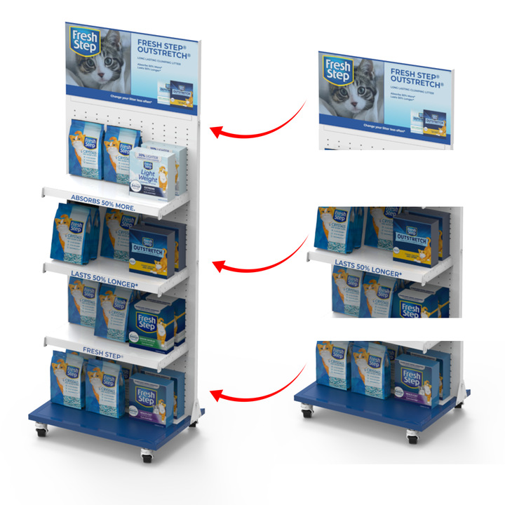 宠物食物金属孔板展示架用于零售和宠物商店的轻型超市展示架