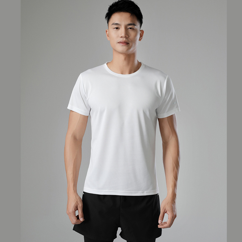 Camiseta deportiva unisex de manga corta de secado rápido para exteriores, con cuello redondo y estampado de logotipo para grupos y empresas, ideal para exportación transfronteriza.