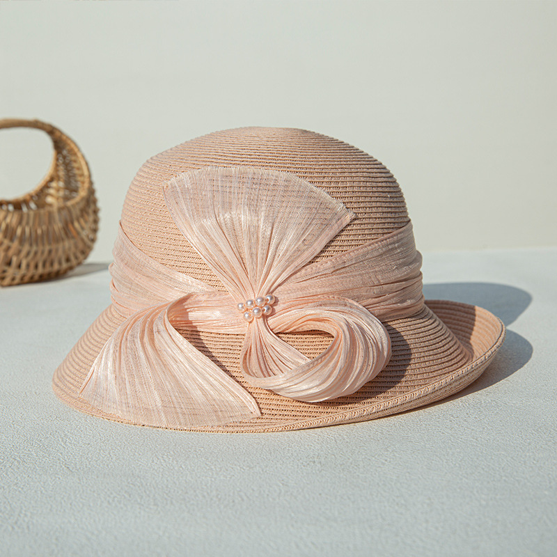 High-End Real Silk Linen Straw Hat For Women, Foldable Sun Hat, Rolled Edge Beach Hat, Summer Korean Style Versatile Sun Hat Wholesale - Thumbnail 7