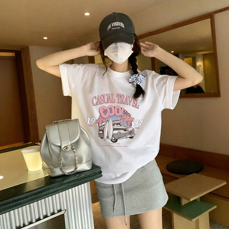 Trendy Brand Pure Cotton White Short-Sleeve Women's T-Shirt 2026 New Popular Summer Fashion Stylish Top Super Nice Half-Sleeve Shirt Trendy Brand Pure Cotton White Short-Sleeve Women's T-Shirt 2026 New Popular Summer Fashion Stylish Top Super Nice Half-Sleeve Shirt