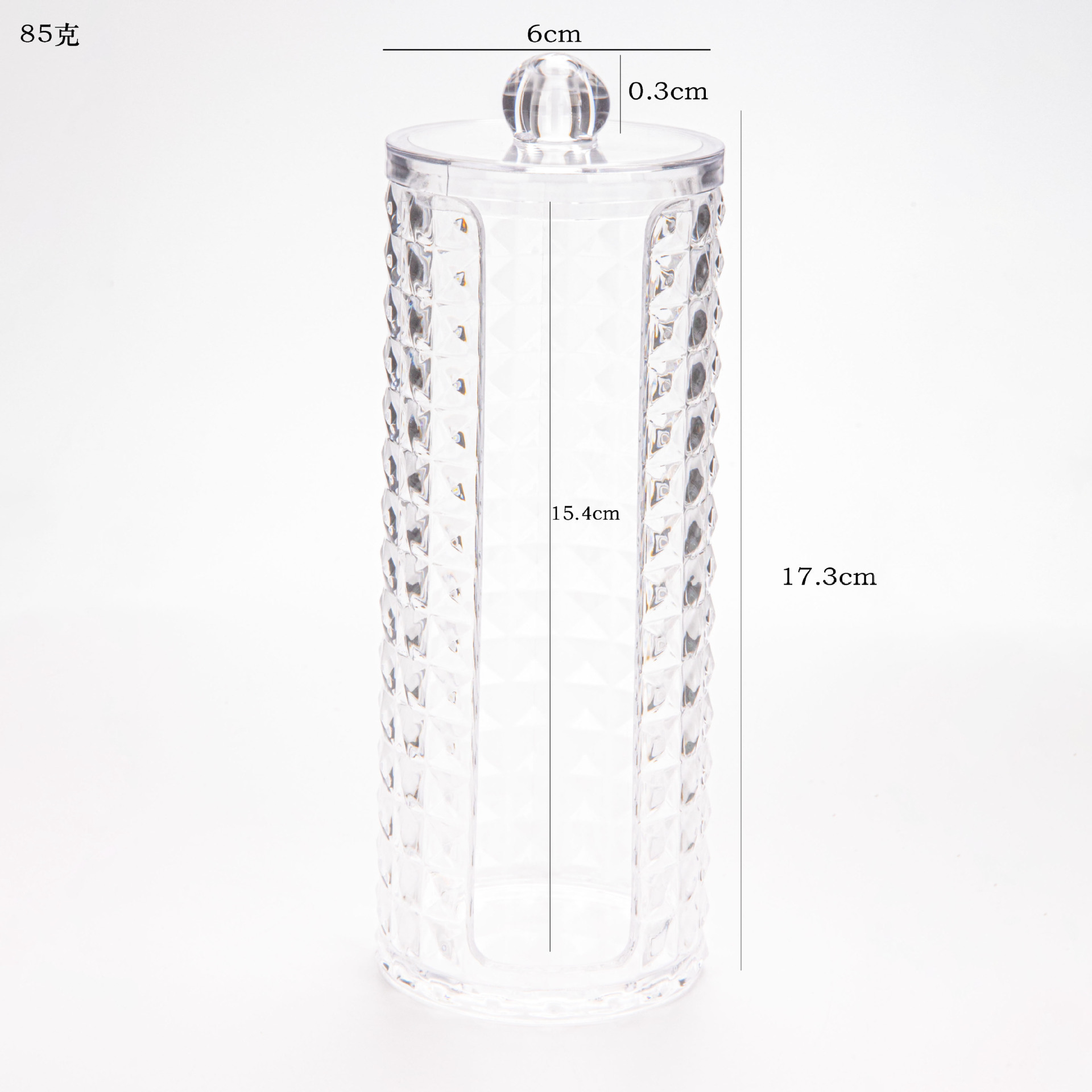 Nuevo producto transparente de marca de algodón de diamante cubierta de bambú PS portátil redonda larga combinación caja de almacenamiento de algodón cosmético