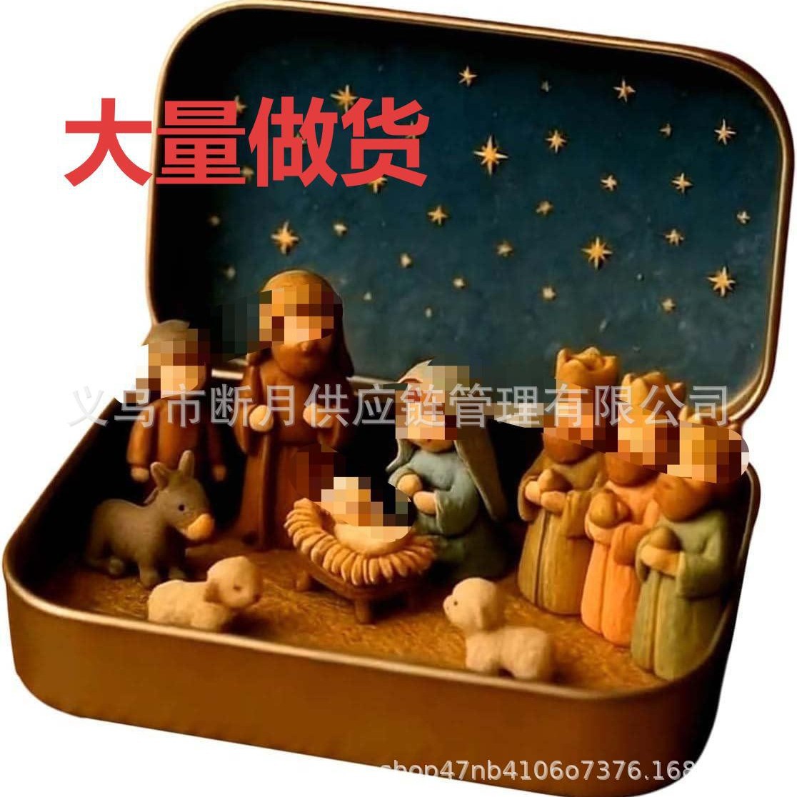 Independent website cross-border new Christmas nativity box desktop ornament decoration set scene crafts