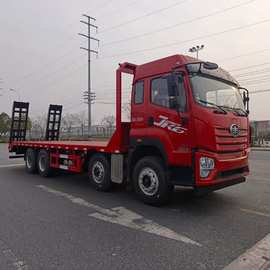 国六解放JK6前四后八平板运输车价格图片 35吨挖机拖板车