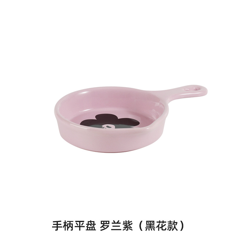 Cerámica nórdica simple con mango para hornear platos de desayuno platos caseros snack platos de ensalada