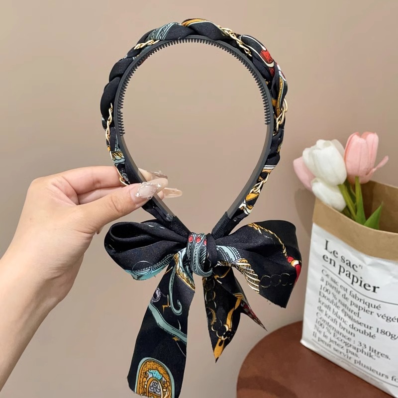 Niños flores trenzadas flotantes bandas de cabello 2025 nuevas niñas bufandas de seda un cabello bandas de cabello tarjeta de cabello tocado