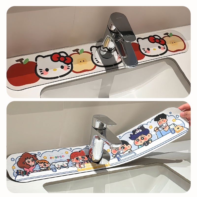 可爱kt沥水垫水龙头软硅藻泥洗手台吸水垫厨房台面卫生间边缘速干|undefined