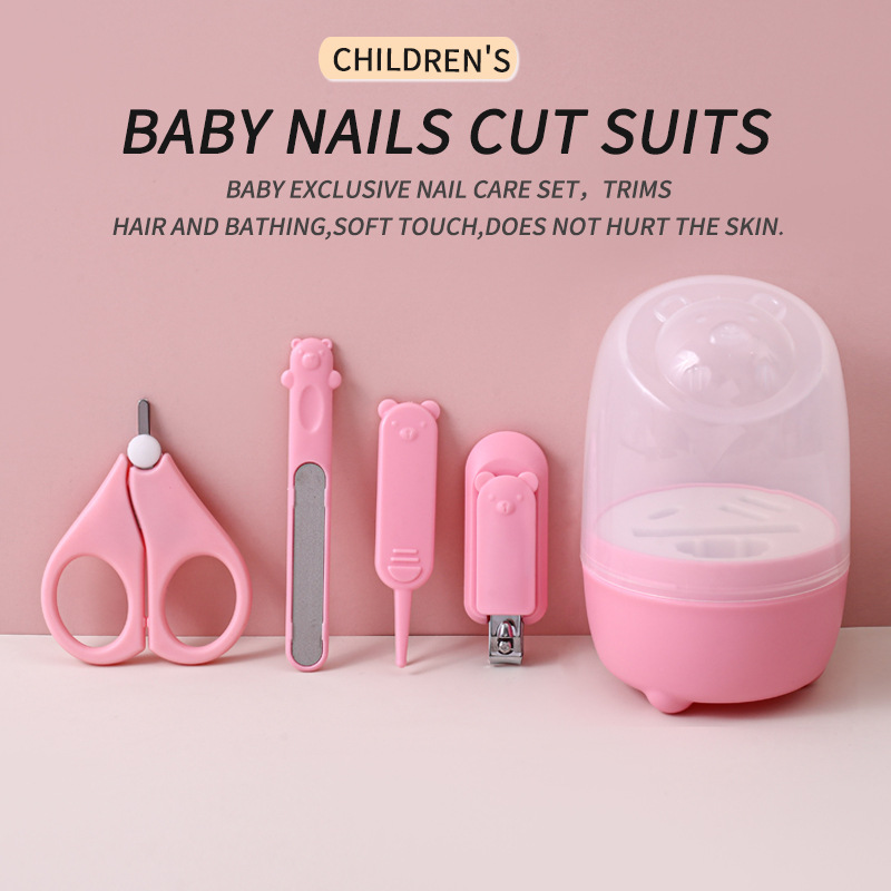 Set de Cortaúñas para Bebé de Plástico y Acero Inoxidable para Cuidado Infantil