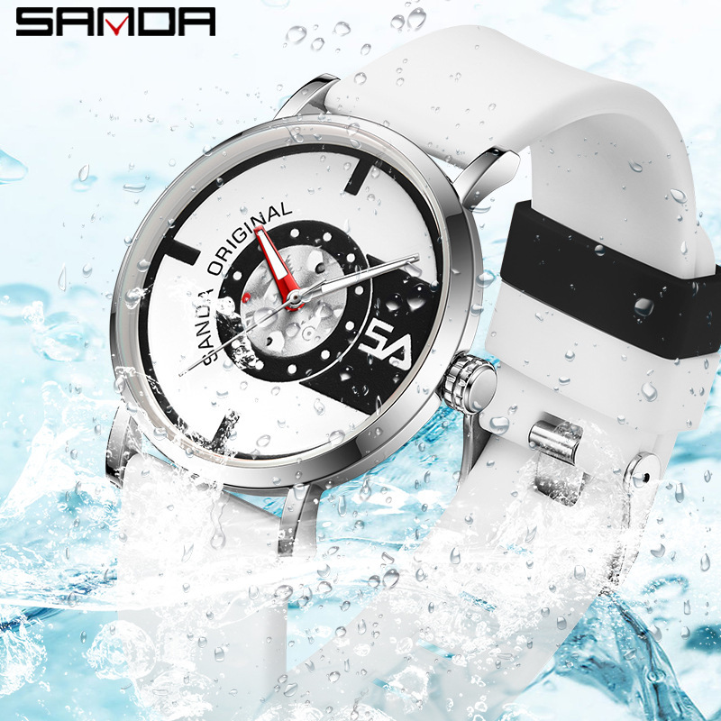 Sanda nuevo reloj electrónico Escala de silicona Roja En Línea 3217 moda estilo simple impermeable hombres y mujeres reloj