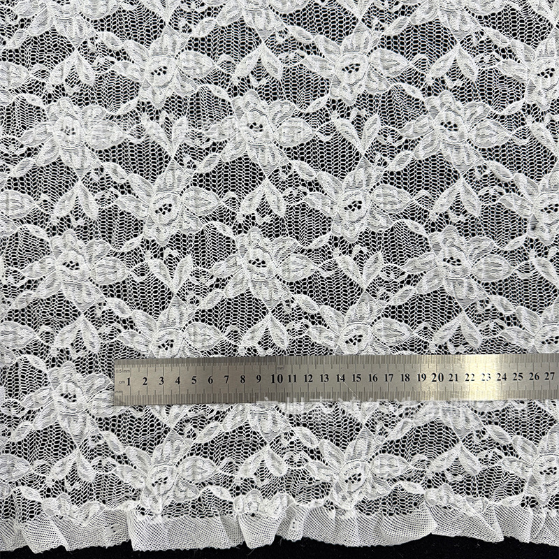 Tejido de encaje de burbuja plegado tela de encaje tridimensional base de encaje elástico fabricantes de ropa de mujer en stock