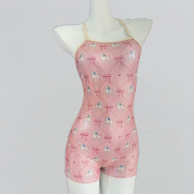 [Boxer Poodle] Pink Cute One-Piece Swimsuit, Professional Competition Racing Swimming Pool Special Conservative Swimsuit