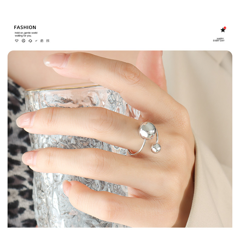 Titanium Steel Bead Ring For Women, Versatile Designer Ring_voghion.com
