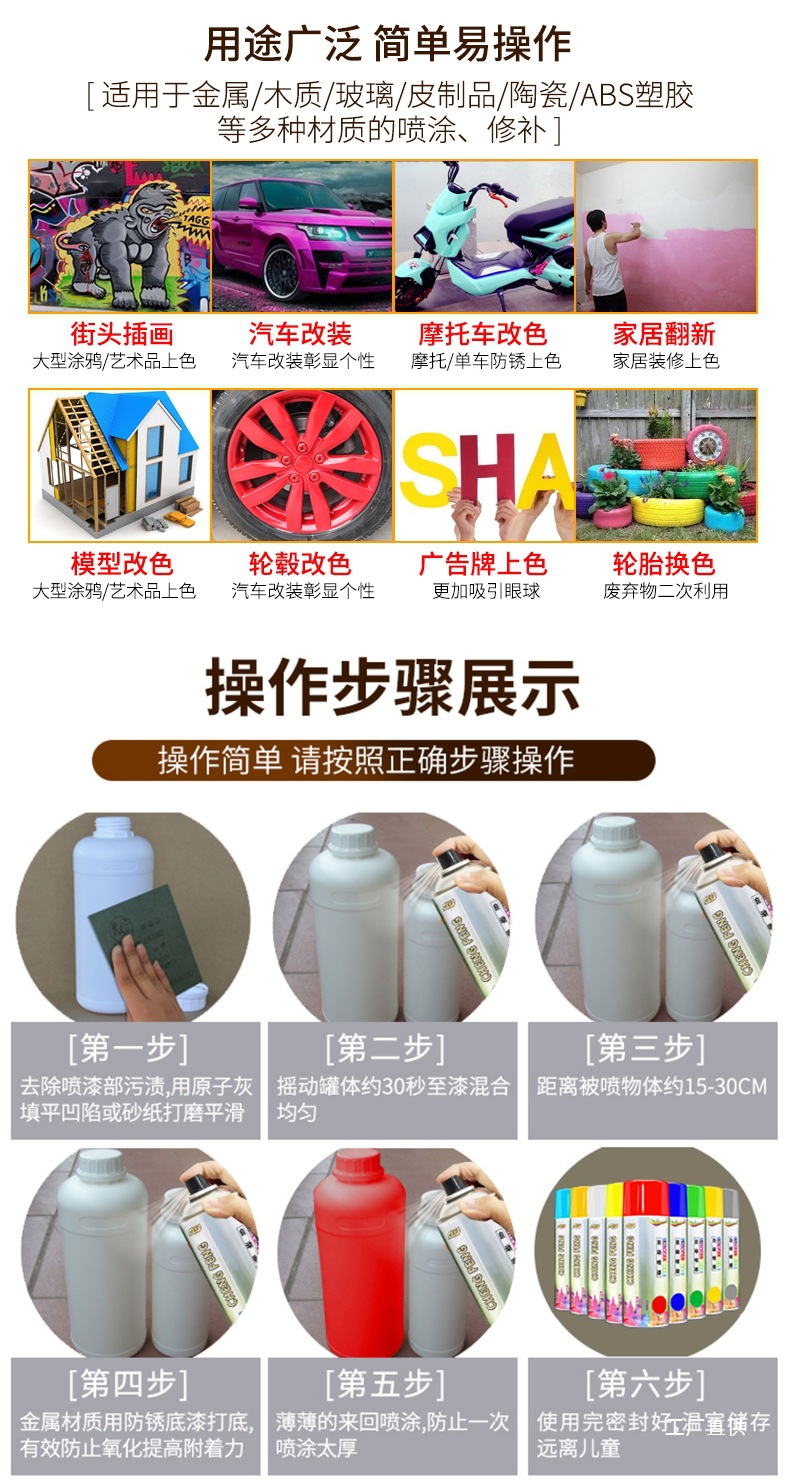 Automatic Hand-Operated Self-Spray Paint Car Metal Anti-Rust Wall Black White Furniture Wood Paint Special Paint Spray Can