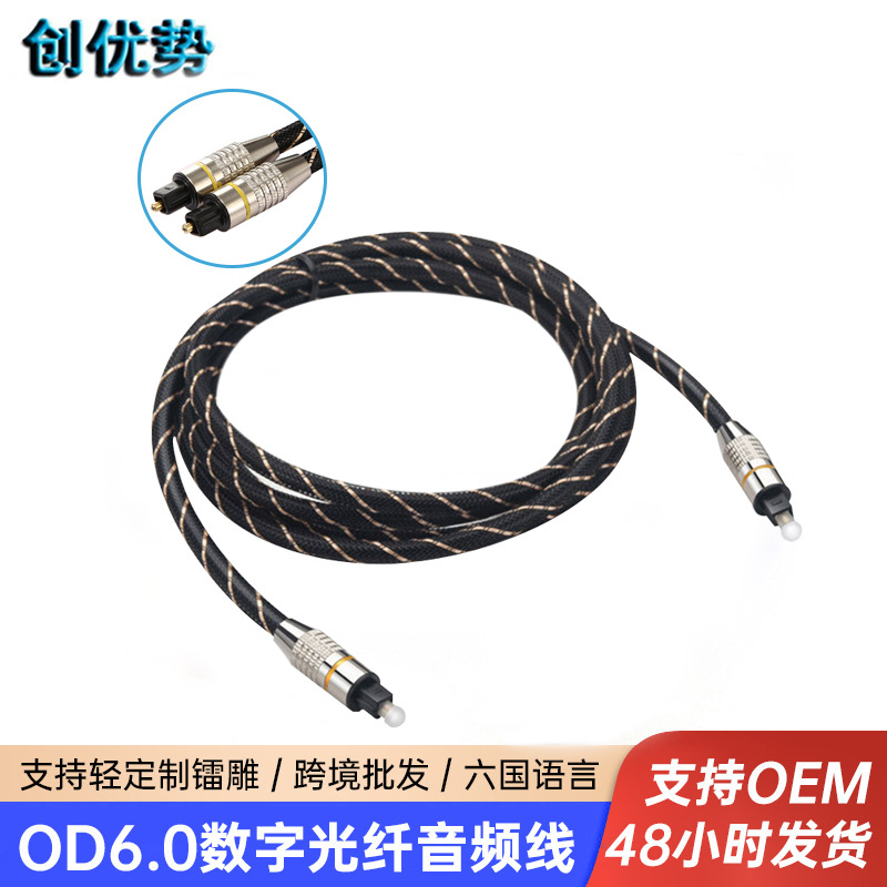 OD6.0方对方口数码光纤音频线电视音响功放光纤线方口音频转接线