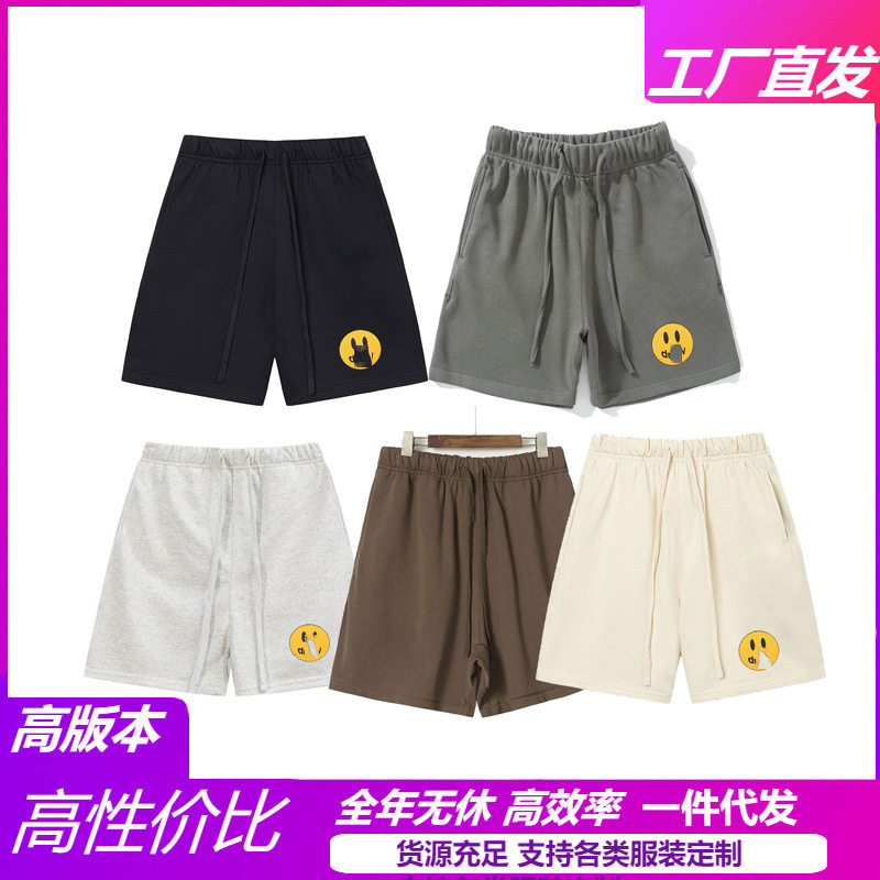 Cross-Border Wholesale In-Stock Correct Version Drew Smiley Face Shorts Five-Point Pants Unisex Pure Cotton Casual Pants Men's Trousers Cross-Border Wholesale In-Stock Correct Version Drew Smiley Face Shorts Five-Point Pants Unisex Pure Cotton Casual Pants Men's Trousers