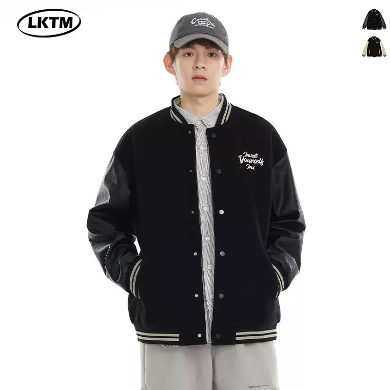 LKTM男装#美式复古运动棒球服外套男女潮牌痞帅刺绣情侣夹克上衣
