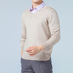 Fall/Winter 2024 Men's V-neck Sweater Pullover Men's Sweater plus size Long Sleeve Basic Knitted Cross-border Backing Shirt
