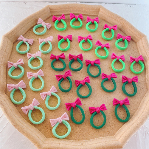 New children's hand-tied butterfly knot hair clip hair accessories, non-damaging, color-matched elastic bands, high elasticity seamless, girl's headband hair accessories